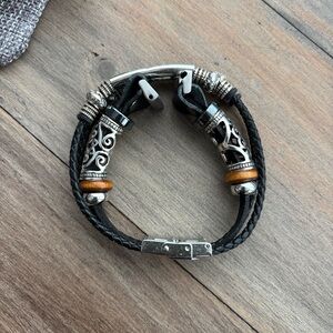 Boho black leather Fitbit Versa band